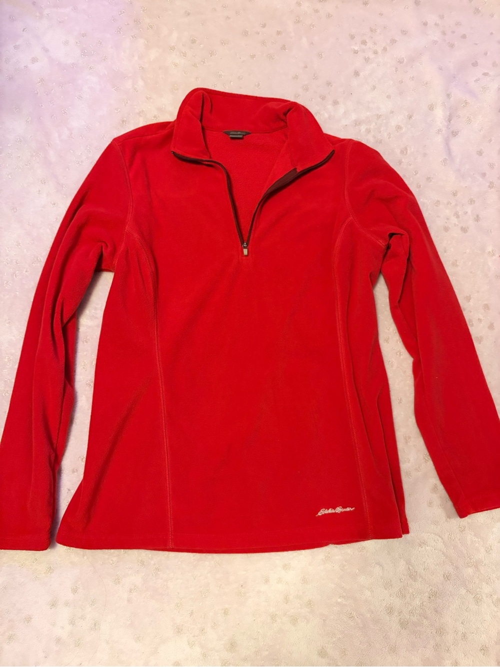 Eddie Bauer Red Quarter-Zip Fleece Pullover